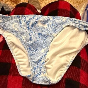 Victoria's Secret Blue and White Paisley Bikini Bottom